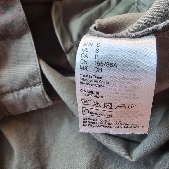 H&M Khaki Green Floral Utility Jacket Sz S - Picture 10 of 13